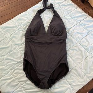Lands’ End Gray One-piece Swimsuit